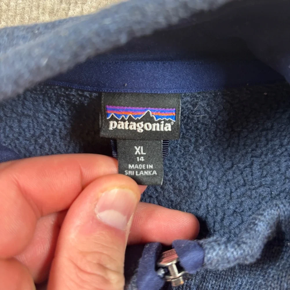 Patagonia Navy Blue Better Sweater Full‎ Zip Jacket Youth Size XL 65731
